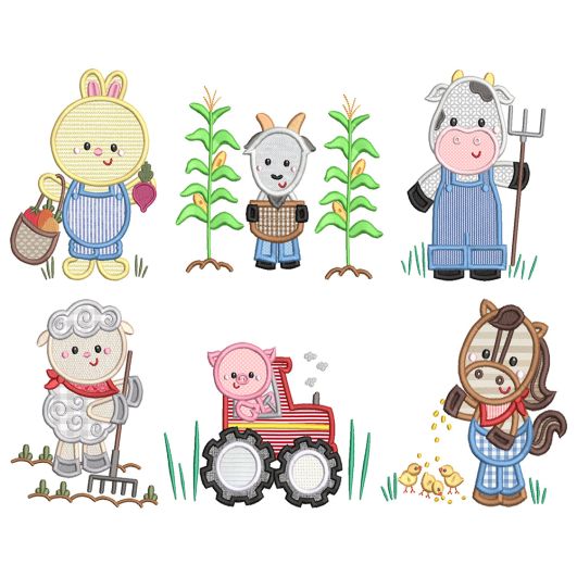 Farming Animals Applique Machine Embroidery Designs by JuJu 