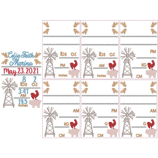 Farm Life Birth Announcement Template Machine Embroidery Designs by JuJu