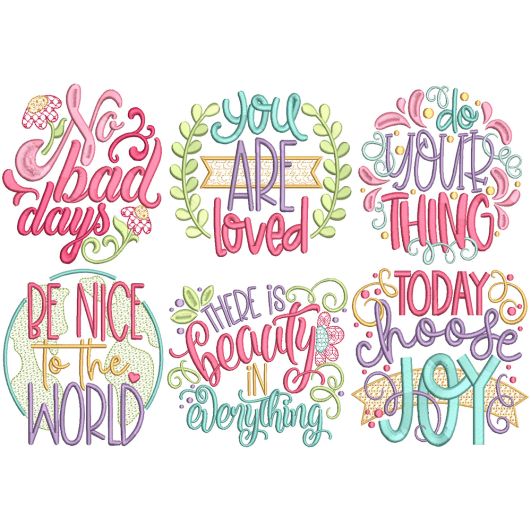 Feel Good Word Art 2 Digital Machine Embroidery Designs by JuJu
