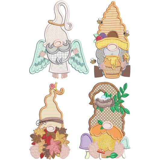 Festive Gnomes Applique 1 | Machine Embroidery Designs by JuJu