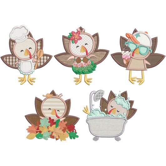 Festive Turkeys 2 | Machine Embroidery Designs by JuJu