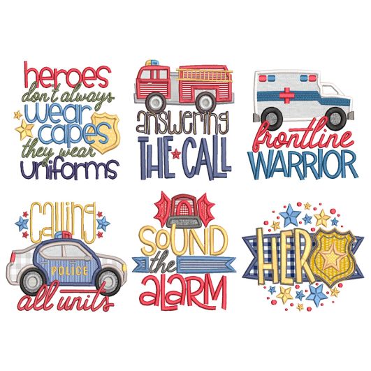 First Responders Word Art Machine Embroidery Designs by JuJu
