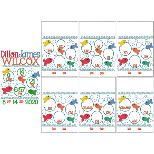 Fishy Birth Announcement Template Machine Embroidery Designs by JuJu