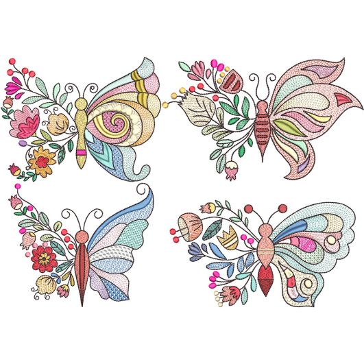 Floral Butterflies Embroidery Design Set | Designs by JuJu