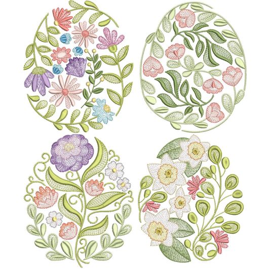 Floral Easter Eggs | Machine Embroidery Designs by JuJu