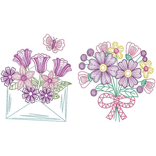 Floral Greeting Cards Digital Embroidery Designs by JuJu