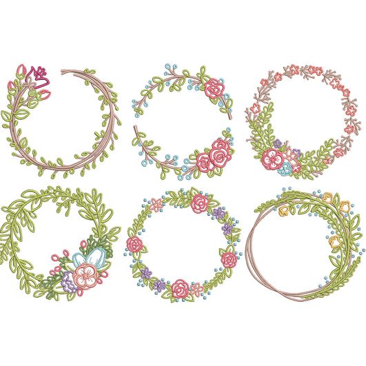 Floral Laurel Wreaths 2 | Machine Embroidery Designs by JuJu