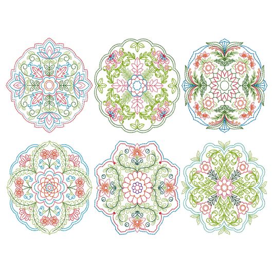 Floral Mandalas Colorwork 1 Machine Embroidery Designs by JuJu