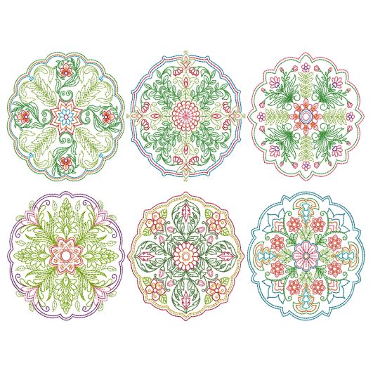 Floral Mandalas Colorwork 2 Machine Embroidery Designs by JuJu