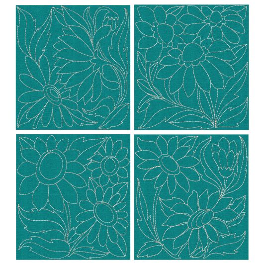 Wild Flower Quilt Blocks 1 Machine Embroidery Designs by JuJu