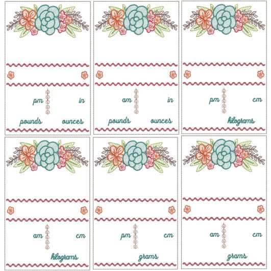 Floral Swag Birth Announcement Machine Embroidery Designs by JuJu