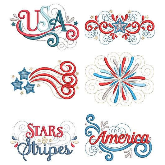Flourishing Patriotism Machine Embroidery Designs by JuJu
