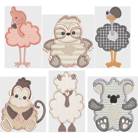 Fluffy Hair Friends Applique Machine Embroidery Designs by JuJu 