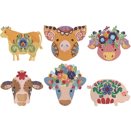 Folk Art Farm Machine Embroidery Designs by JuJu
