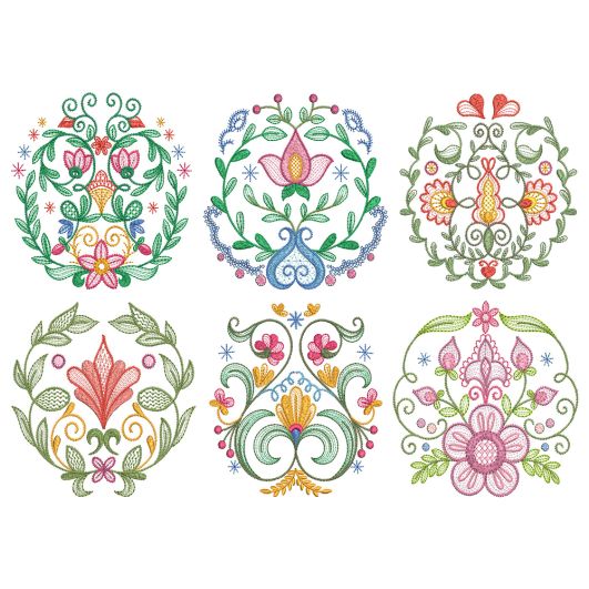 Folk Art Floral Motifs 1 Machine Embroidery Designs by JuJu