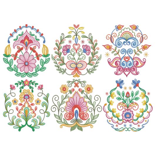 Folk Art Floral Motifs 2 Machine Embroidery Designs by JuJu