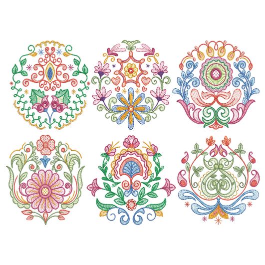 Folk Art Floral Motifs 3 Machine Embroidery Designs by JuJu