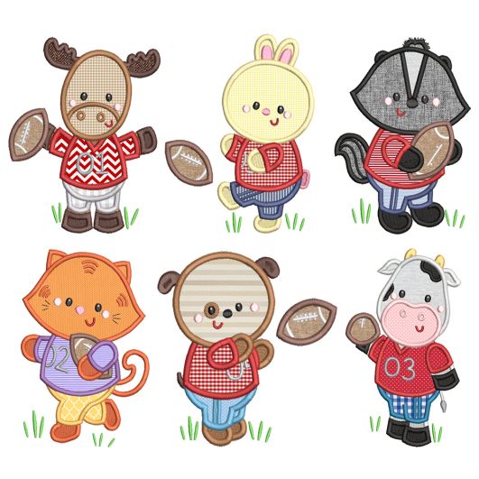 Football Critters Applique Machine Embroidery Designs by JuJu 