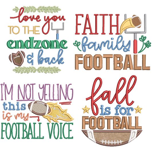 Football Word Art 2 | Machine Embroidery Designs by JuJu