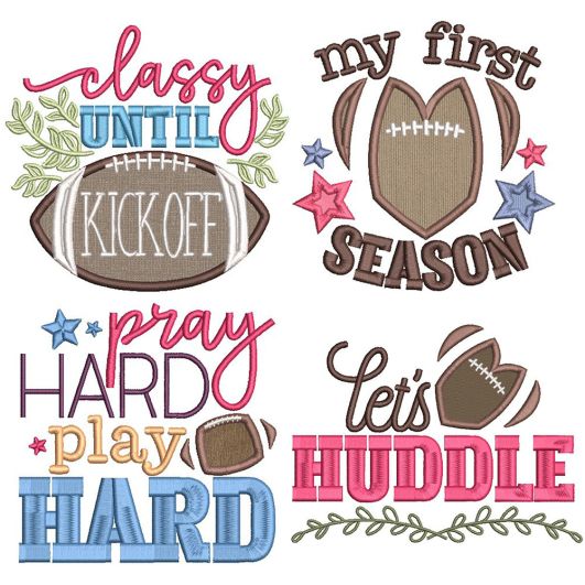 Football Word Art 4 | Machine Embroidery Designs by JuJu