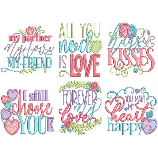 Forever My Love Word Art Digital Embroidery Designs by JuJu
