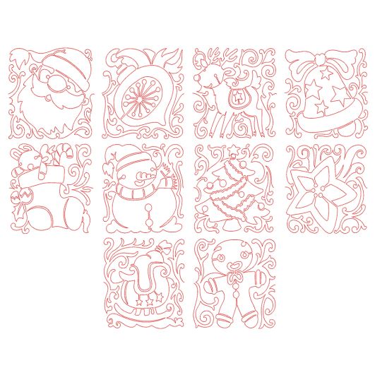Free Motion Christmas Blocks Machine Embroidery Designs by JuJu