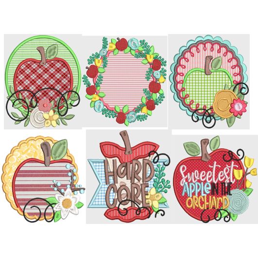 Fresh Apples Digital Machine Embroidery Designs by JuJu
