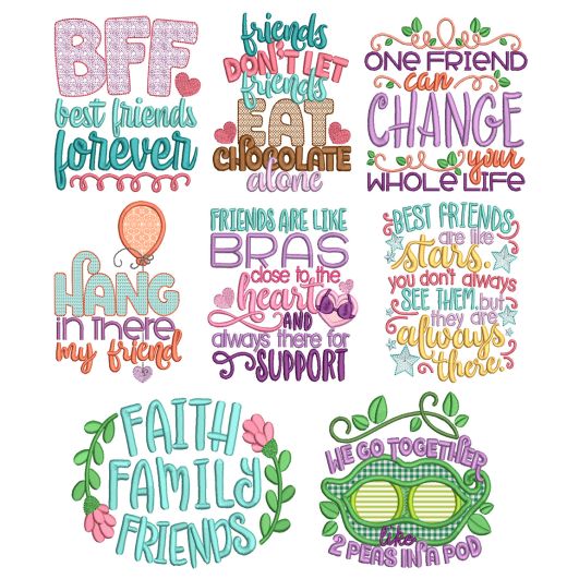 Friendship Word Art 2 Machine Embroidery Designs By JuJu
