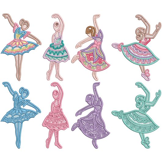 Free Standing Lace Ballerinas 1 | Machine Embroidery Designs by JuJu
