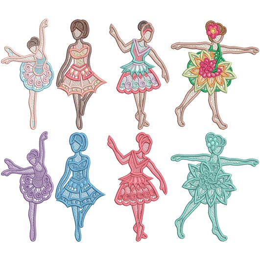 Free Standing Lace Ballerinas 2 | Machine Embroidery Designs by JuJu