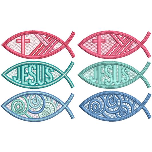 Free Standing Lace Christian Fish 1 | Machine Embroidery Designs by JuJu