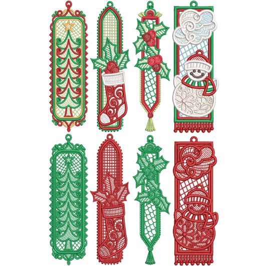                          Free Standing Lace Christmas Bookmarks Digital Embroidery Machine Designs by JuJu      
                            