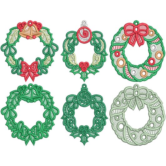 Free Standing Lace Christmas Wreaths | Machine Embroidery Designs by JuJu