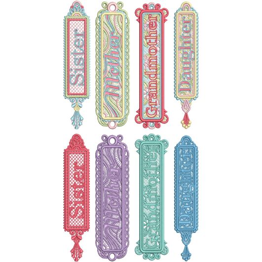 Free Standing Lace Family Women Bookmarks Digital Embroidery Designs by JuJu
