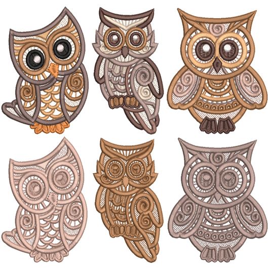 Free Standing Lace Owls | Machine Embroidery Designs by JuJu