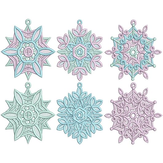 Free Standing Lace Snowflakes 1 | Machine Embroidery Designs by JuJu