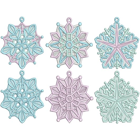 Free Standing Lace Snowflakes 2 | Machine Embroidery Designs by JuJu