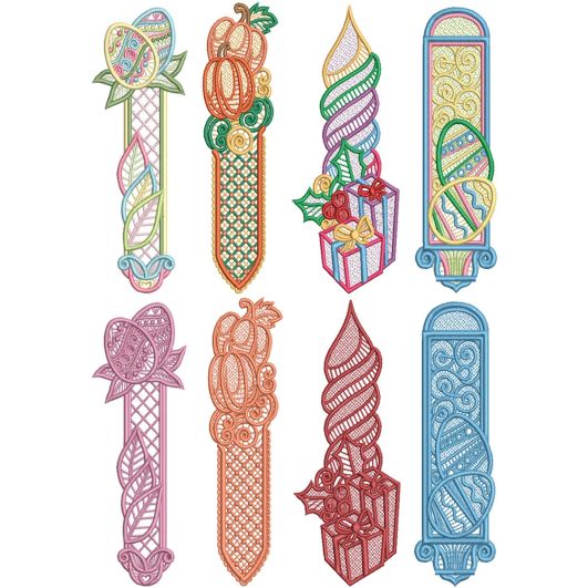 Free Standing Lace Special Occasion Bookmarks Digital Embroidery Machine Designs by JuJu 