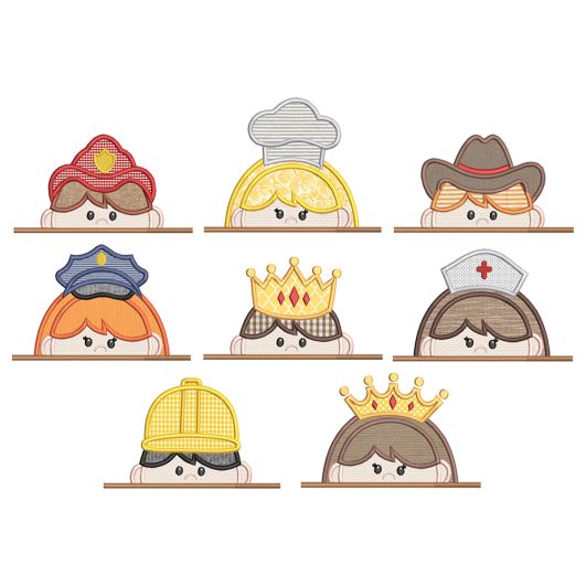 Fun Hat Peekers 1 Machine Embroidery Designs by JuJu