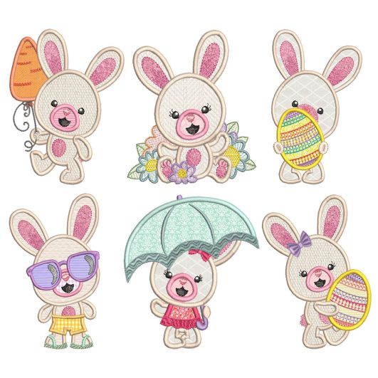 Funny Bunny Applique Machine Embroidery Designs by JuJu 