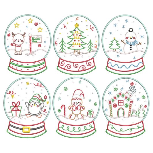 Fun Snowglobes Machine Embroidery Designs by JuJu
