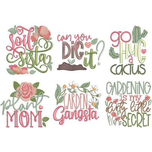 Gardening Word Art 1 | Machine Embroidery Designs by JuJu