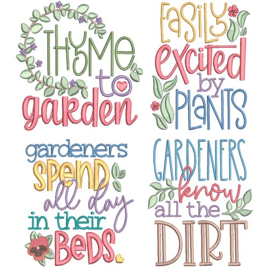 Gardening Word Art 2 | Machine Embroidery Designs by JuJu