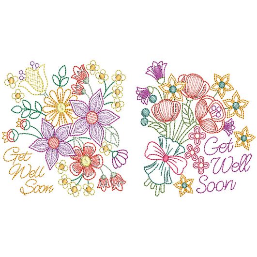 Get Well Soon Greeting Cards Digital Embroidery Designs by JuJu