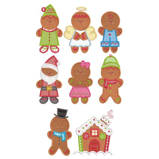 Sweet Gingerbread Applique Machine Embroidery Designs By JuJu