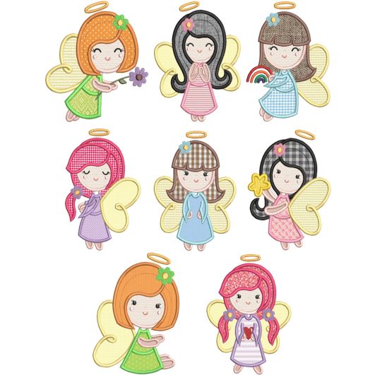 Girl Angels Applique Machine Embroidery Designs by JuJu 