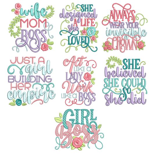 Girl Boss Word Art Machine Embroidery Designs By JuJu

