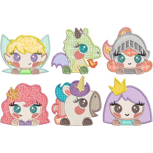                                 
                     Girly Fantasy Peekers Digital Embroidery Designs by JuJu       