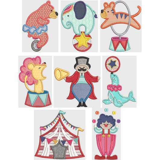Going To The Circus Applique Machine Embroidery Designs by JuJu 
