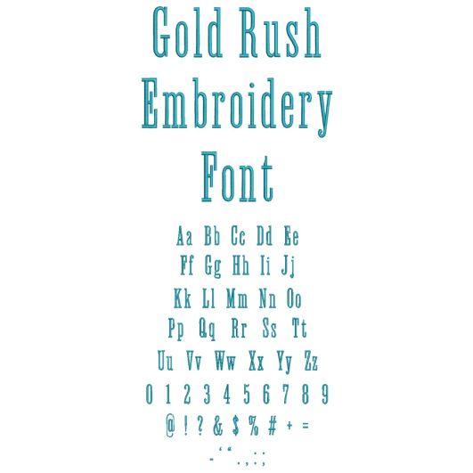 Gold Rush Embroidery Font | Machine Embroidery Designs by JuJu
